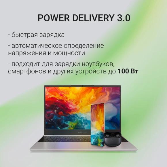 Блок питания Digma DM-U100-GAN автоматический 100W 5V-20V 5A от бытовой электросети