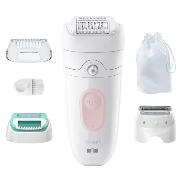 Эпилятор Braun SE5-050 скор.:2 насад.:4 от электр.сети от аккум. белый/розовый