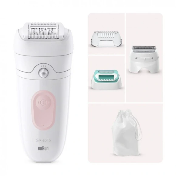 Эпилятор Braun SE5-050 скор.:2 насад.:4 от электр.сети от аккум. белый/розовый