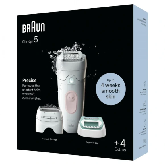 Эпилятор Braun SE5-050 скор.:2 насад.:4 от электр.сети от аккум. белый/розовый