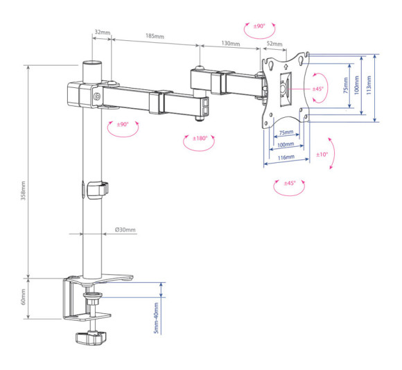 Кронштейн для мониторов Arm Media LCD-T03 черный 15"-32" макс.7кг настольный поворот и наклон верт.перемещ. Кронштейн для мониторов Arm Media LCD-T03 черный 15"-32" макс.7кг настольный поворот и наклон верт.перемещ.