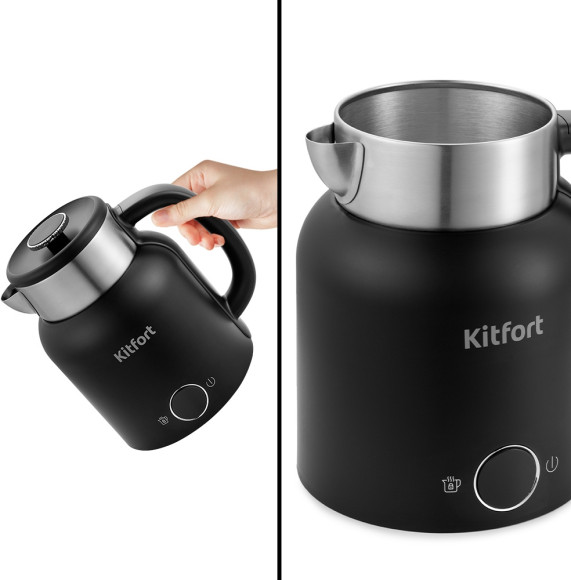 Чайник электрический Kitfort КТ-6196-1 1.5л. 2200Вт черный/серебристый корпус: пластик/металл Чайник электрический Kitfort КТ-6196-1 1.5л. 2200Вт черный/серебристый корпус: пластик/металл