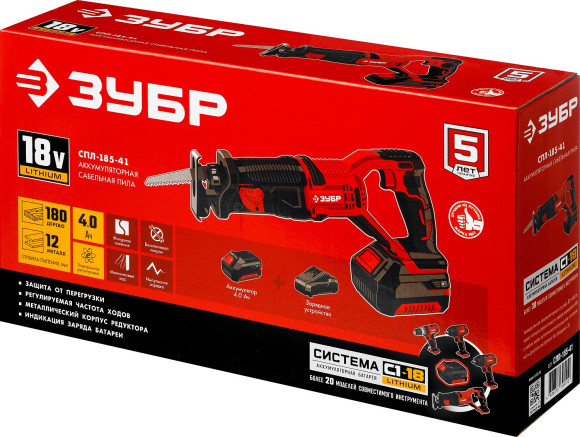 Сабельная пила Зубр Мастер СПЛ-185-41 аккум. 2600ход/мин