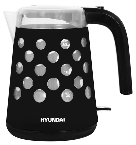 Чайник электрический Hyundai HYK-G2012 1.7л. 2000Вт черный/прозрачный корпус: пластик