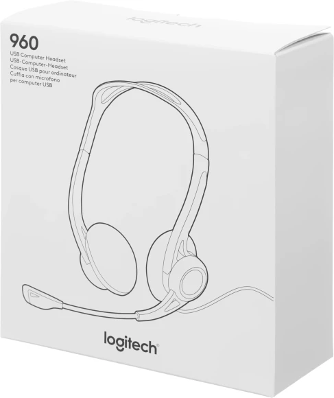 Наушники с микрофоном Logitech 960 черный 2.4м накладные USB оголовье (981-000100)
