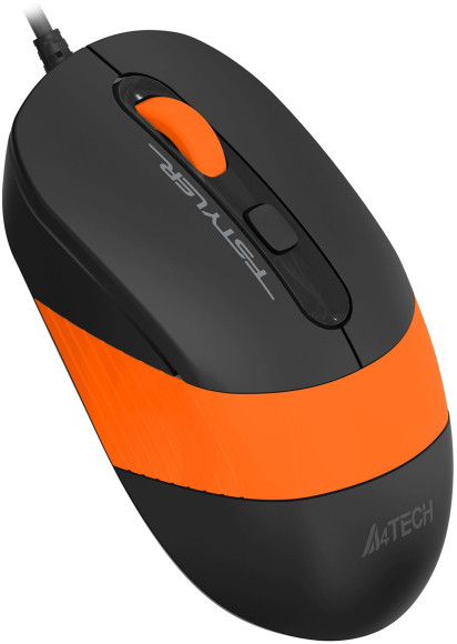 Мышь A4Tech Fstyler FM10S черный/оранжевый оптическая 1600dpi silent USB 3but (FM10S USB ORANGE)