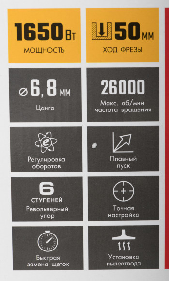 Фрезер Зубр ФМ-1650 1650Вт 26000об/мин макс.ход:50мм Фрезер Зубр ФМ-1650 1650Вт 26000об/мин макс.ход:50мм