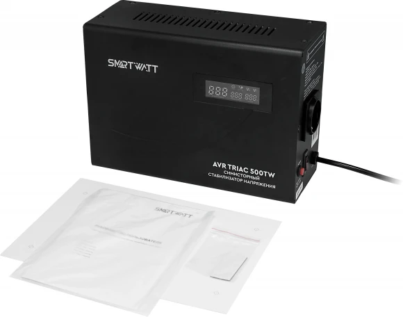 Стабилизатор напряжения Smartwatt AVR Triac 500TW 500ВА черный Стабилизатор напряжения Smartwatt AVR Triac 500TW 500ВА черный