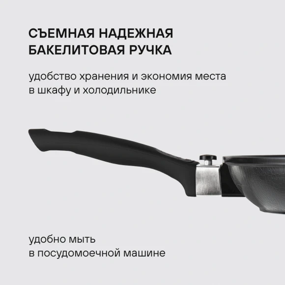 Сковорода Rondell Escurion RDA-867 круглая 24см покрытие: Xylan Plus ручка съемная (без крышки) черный