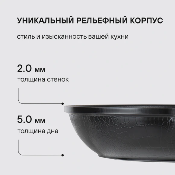 Сковорода Rondell Escurion RDA-867 круглая 24см покрытие: Xylan Plus ручка съемная (без крышки) черный