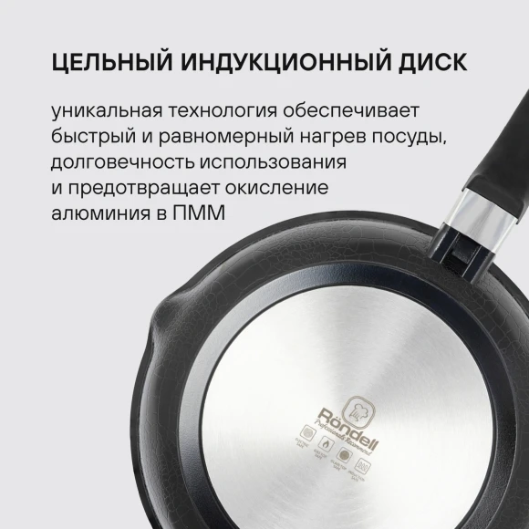 Сковорода Rondell Escurion RDA-867 круглая 24см покрытие: Xylan Plus ручка съемная (без крышки) черный