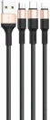 Кабель Hoco X26 Xpress one 80275 USB (m)-Lightning (m)/USB Type-C (m)/micro USB (m) 1м черный/золотистый