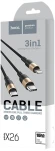 Кабель Hoco X26 Xpress one 80275 USB (m)-Lightning (m)/USB Type-C (m)/micro USB (m) 1м черный/золотистый