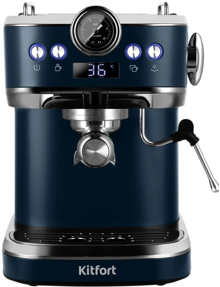 Кофеварка рожковая Kitfort КТ-7429 1360Вт синий/нержавеющая сталь