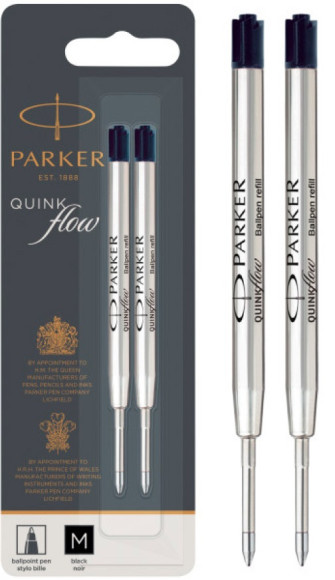 Стержень шариковый Parker QuinkFlow Z08 (1950372) M 1мм черные чернила блистер (2шт)