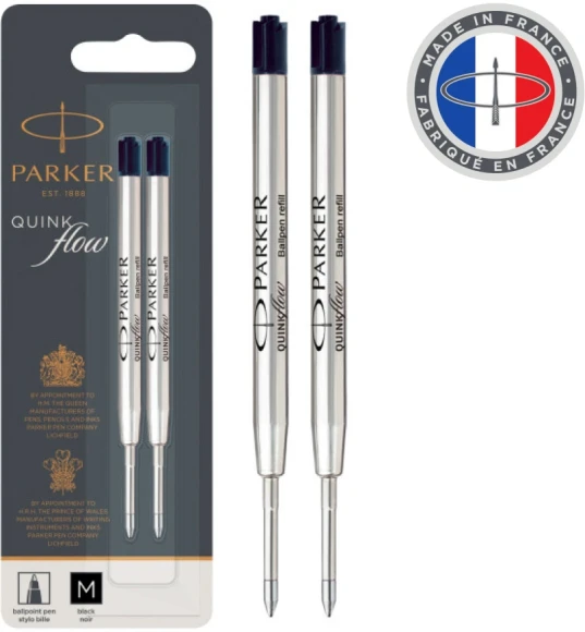 Стержень шариковый Parker QuinkFlow Z08 (1950372) M 1мм черные чернила блистер (2шт)