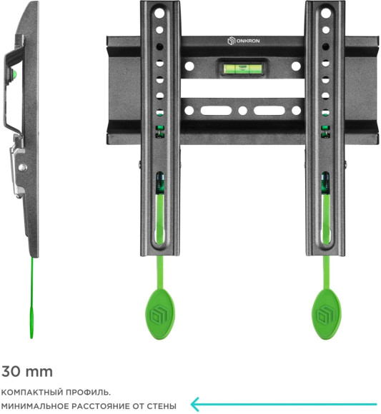 Кронштейн для телевизора Onkron FM1 черный 17"-43" макс.30кг настенный фиксированный Кронштейн для телевизора Onkron FM1 черный 17"-43" макс.30кг настенный фиксированный