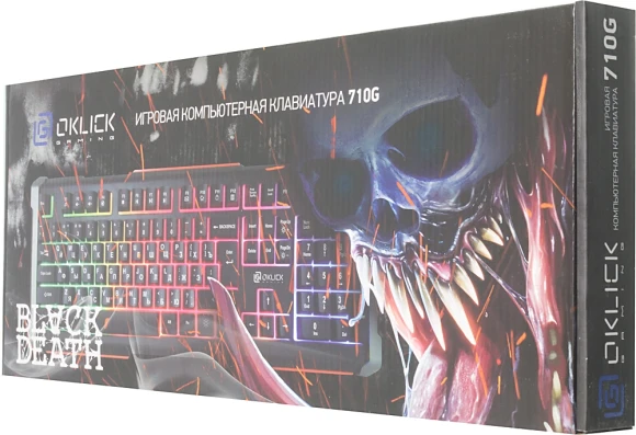 Клавиатура Оклик 710G BLACK DEATH черный/оранжевый USB Multimedia for gamer LED (476393)