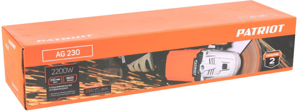 Углошлифовальная машина Patriot AG 230 2200Вт 6600об/мин рез.шпин.:M14 d=230мм (110301245)