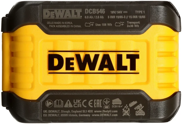 Батарея аккумуляторная DeWalt DCB546-XJ 18В 6Ач Li-Ion Батарея аккумуляторная DeWalt DCB546-XJ 18В 6Ач Li-Ion