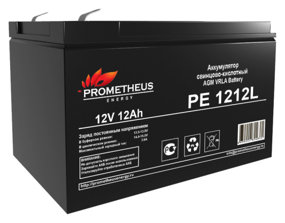Батарея для ИБП Prometheus Energy PE 1212L 12В 12Ач Батарея для ИБП Prometheus Energy PE 1212L 12В 12Ач