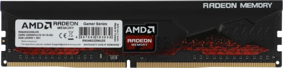 Память DDR4 8GB 3200MHz AMD R9S48G3206U2S Radeon R9 Gamer Series RTL PC4-25600 CL16 DIMM 288-pin 1.35В single rank Ret