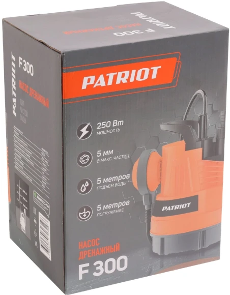 Насос дренажный Patriot F300 250Вт 7980л/час центробежный (315302417)