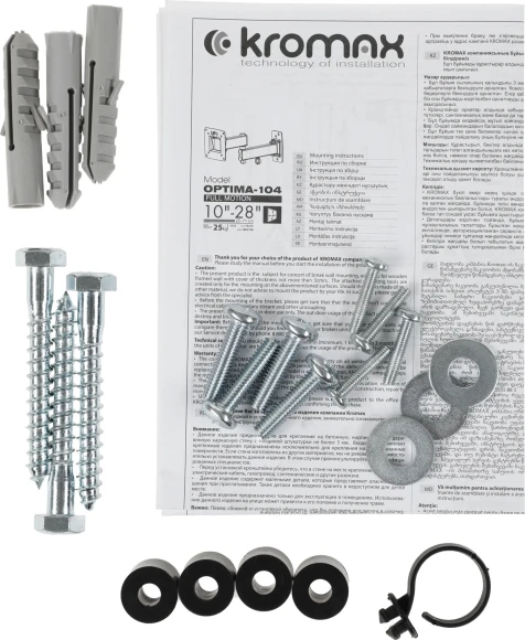 Кронштейн для телевизора Kromax OPTIMA-104 черный 10"-28" макс.25кг настенный поворотно-выдвижной и наклонный Кронштейн для телевизора Kromax OPTIMA-104 черный 10"-28" макс.25кг настенный поворотно-выдвижной и наклонный