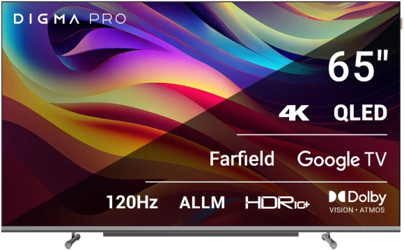 Телевизор QLED Digma Pro 65" QLED 65L Google TV Frameless черный/серебристый 4K Ultra HD 120Hz HSR DVB-T DVB-T2 DVB-C DVB-S DVB-S2 USB WiFi Smart TV Телевизор QLED Digma Pro 65" QLED 65L Google TV Frameless черный/серебристый 4K Ultra HD 120Hz HSR DVB-T DVB-T2 DVB-C DVB-S DVB-S2 USB WiFi Smart TV