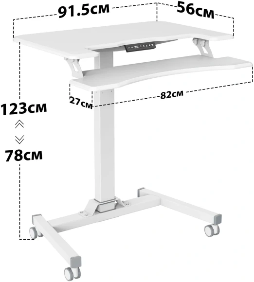 Стол для ноутбука Cactus CS-FDE103WWT электропривод столешница МДФ белый каркас белый 91.5x56x123см Стол для ноутбука Cactus CS-FDE103WWT электропривод столешница МДФ белый каркас белый 91.5x56x123см