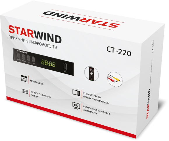 Ресивер DVB-T2 Starwind CT-220 черный Ресивер DVB-T2 Starwind CT-220 черный