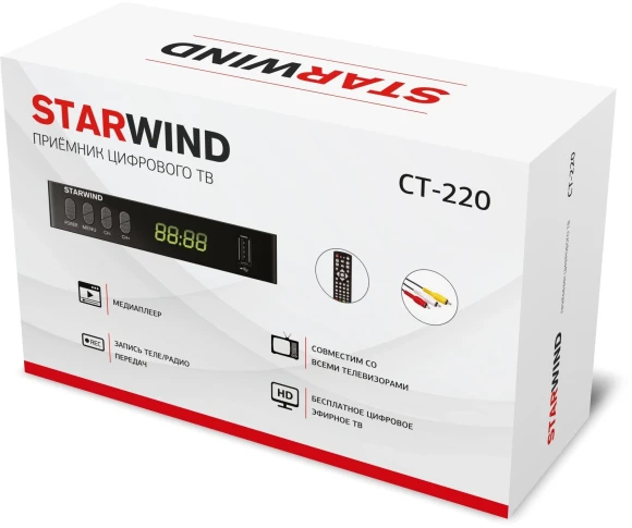 Ресивер DVB-T2 Starwind CT-220 черный Ресивер DVB-T2 Starwind CT-220 черный
