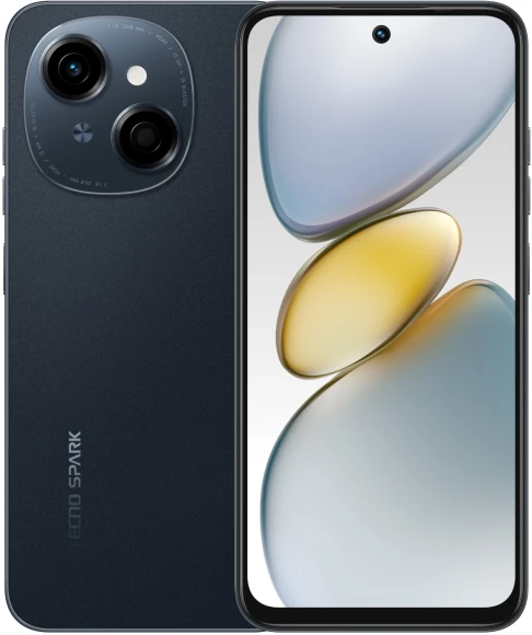 Смартфон Tecno Spark 30C 128Gb 4Gb черный моноблок 3G 4G 2Sim 6.67" 720x1600 Android 14 48Mpix 802.11 a/b/g/n/ac NFC GPS GSM900/1800 GSM1900 Protect FM A-GPS microSD max1024Gb