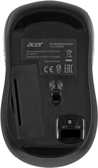 Мышь Acer OMR302 черный оптическая 1200dpi беспров. USB 3but (ZL.MCECC.01X) Мышь Acer OMR302 черный оптическая 1200dpi беспров. USB 3but (ZL.MCECC.01X)