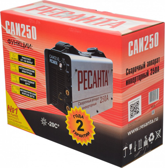 Сварочный аппарат Ресанта САИ-250 инвертор ММА DC 9.5кВт