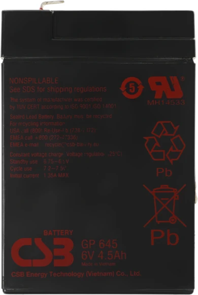 Батарея для ИБП CSB GP645 6В 4.5Ач
