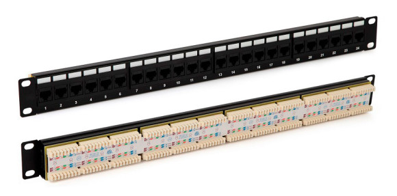 Патч-панель Hyperline PP3-19-24-8P8C-C5E-110D 19" 1U 24xRJ45 кат.5e UTP