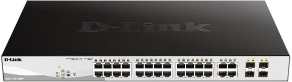 Коммутатор D-Link DGS-1210-28MP/F4A 24x1Гбит/с 4xКомбо(1000BASE-T/SFP) 24PoE+ 370W настраиваемый