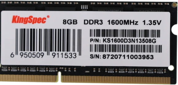 Память DDR3L 8GB 1600MHz Kingspec KS1600D3N13508G RTL PC3L-12800 CL11 SO-DIMM 204-pin 1.35В single rank Ret Память DDR3L 8GB 1600MHz Kingspec KS1600D3N13508G RTL PC3L-12800 CL11 SO-DIMM 204-pin 1.35В single rank Ret