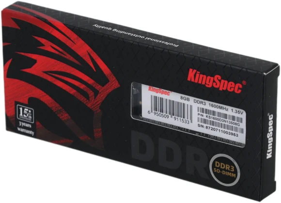 Память DDR3L 8GB 1600MHz Kingspec KS1600D3N13508G RTL PC3L-12800 CL11 SO-DIMM 204-pin 1.35В single rank Ret Память DDR3L 8GB 1600MHz Kingspec KS1600D3N13508G RTL PC3L-12800 CL11 SO-DIMM 204-pin 1.35В single rank Ret