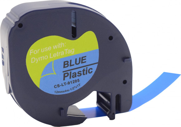 Картридж ленточный Cactus CS-LT-91205 91205 черный на синем 12x4 для Dymo Letra Tag LT-100H без чипа