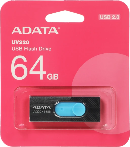 Флеш Диск A-Data 64Gb UV220 AUV220-64G-RBKBL USB2.0 черный/синий