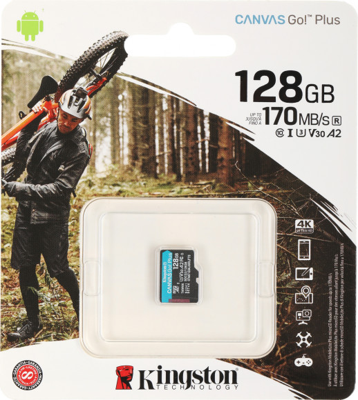 Флеш карта microSDXC 128GB Kingston SDCG3/128GBSP Canvas Go! Plus w/o adapter