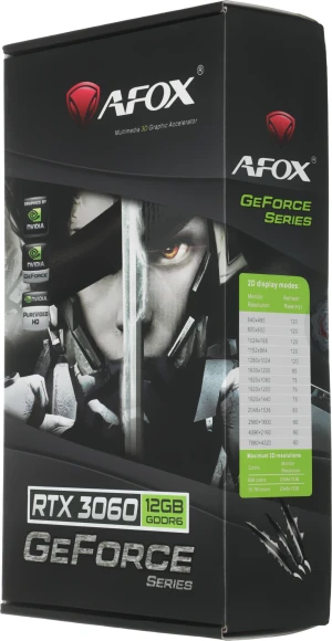 Видеокарта Afox PCI-E 4.0 AF3060-12GD6H4-V4 NVIDIA GeForce RTX 3060 12Gb 192bit GDDR6 1350/14000 HDMIx1 DPx3 HDCP Ret