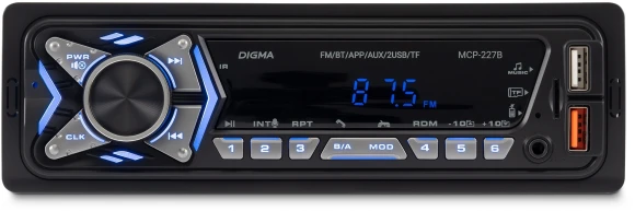 Автомагнитола Digma MCP-227B 1DIN 2x45Вт v5.0 USB 2.0 AUX 2 ПДУ