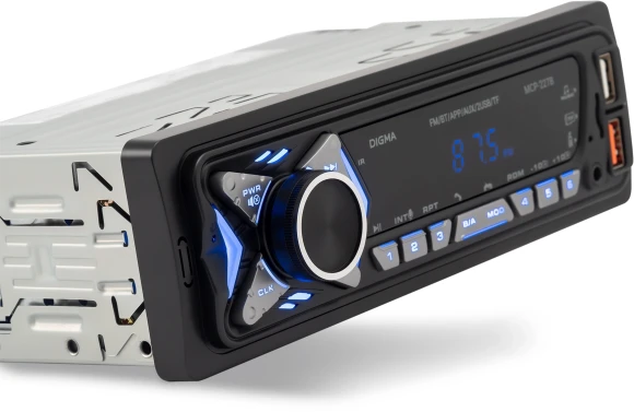 Автомагнитола Digma MCP-227B 1DIN 2x45Вт v5.0 USB 2.0 AUX 2 ПДУ
