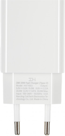 Сетевое зар./устр. ZMI HA716 20W 3A (PD+QC) USB Type-C универсальное белый (HA716 WHITE)