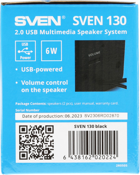 Колонки Sven 130 2.0 черный 6Вт портативные