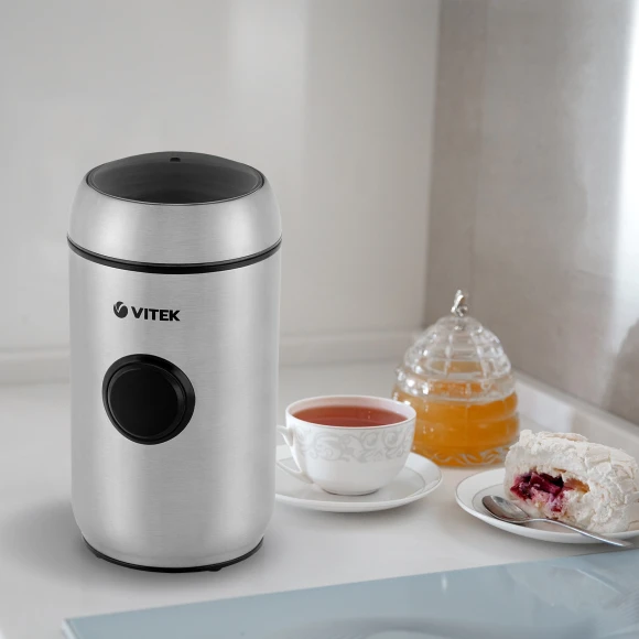 Кофемолка Vitek VT-7123 150Вт сист.помол.:ротац.нож вместим.:50гр стальной Кофемолка Vitek VT-7123 150Вт сист.помол.:ротац.нож вместим.:50гр стальной