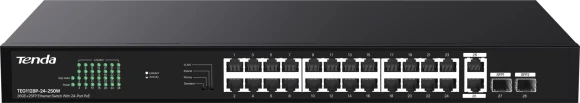 Коммутатор Tenda TEG1128P-24-250W (L2) 26x1Гбит/с 2SFP 24PoE 230W неуправляемый